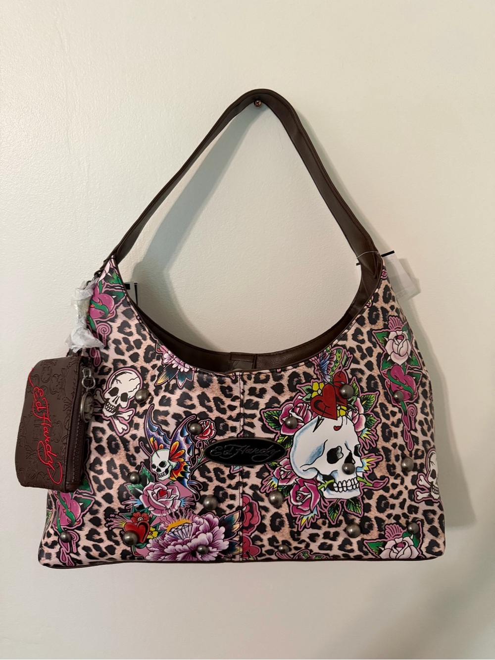 Ed Hardy Cheetah Tattoo Skull Shoulder Bag